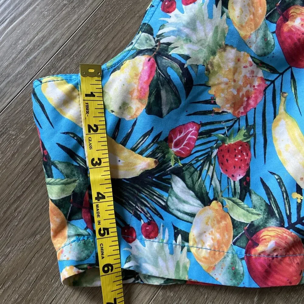 Trunks Blue Fruit Graphic Meshed Lined Swim Trunks